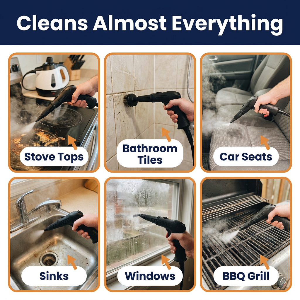 Portable Steam Cleaner with Spray Gun – 6 Steam Levels, 1200 ml Tank (CLAUDE VERSION 3)