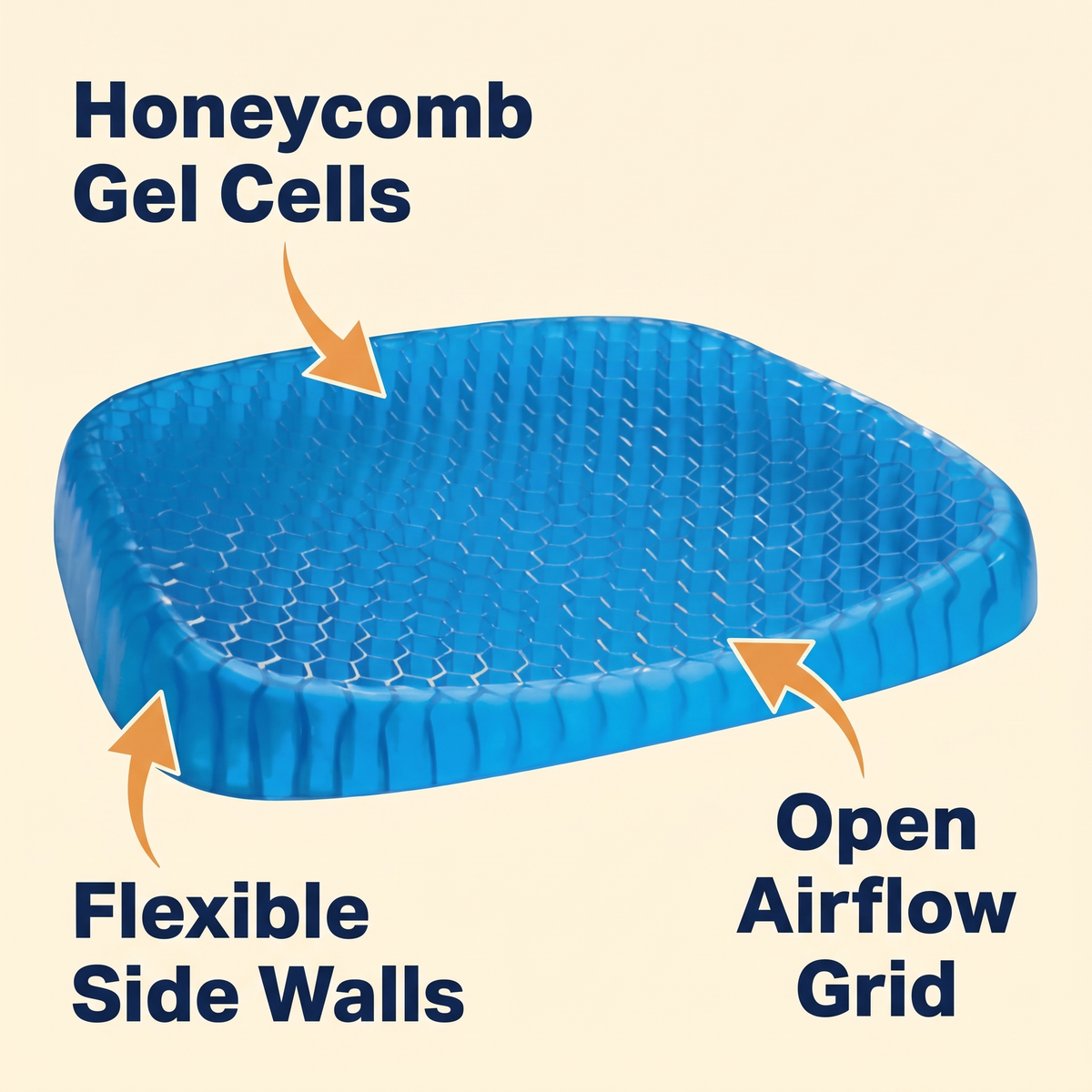 Orthopedic Gel Seat Cushion | Pressure Relief - Tailbone Pain - Lower Back Support - For Office Chair - Car - Wheelchair Use