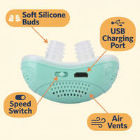 Micro CPAP Anti-Snoring Device – Mask-Free Electric Nose Device for Sleep Apnea & Travel, Rechargeable with Twin Fans
