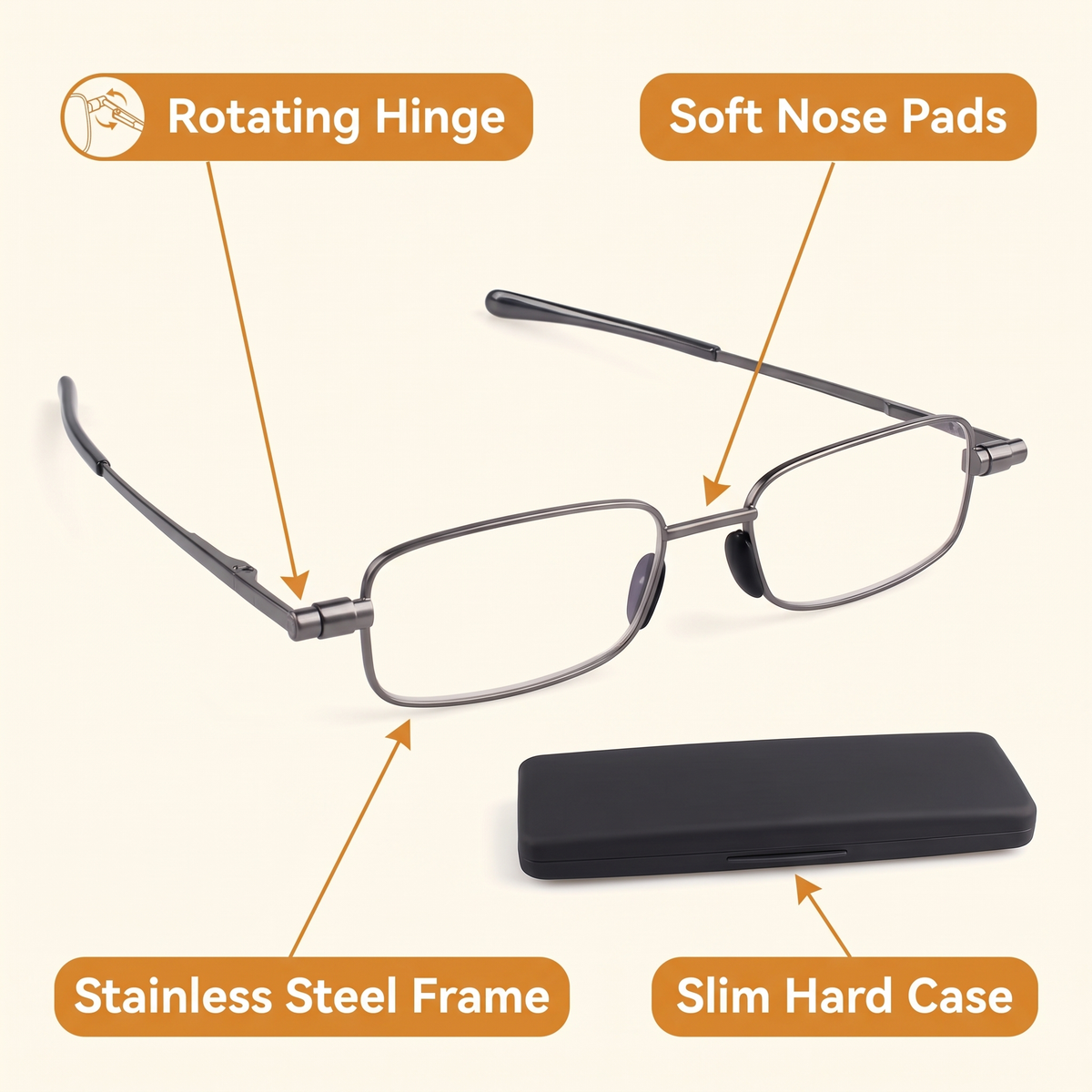 Compact Mens & Ladies Folding Reading Glasses