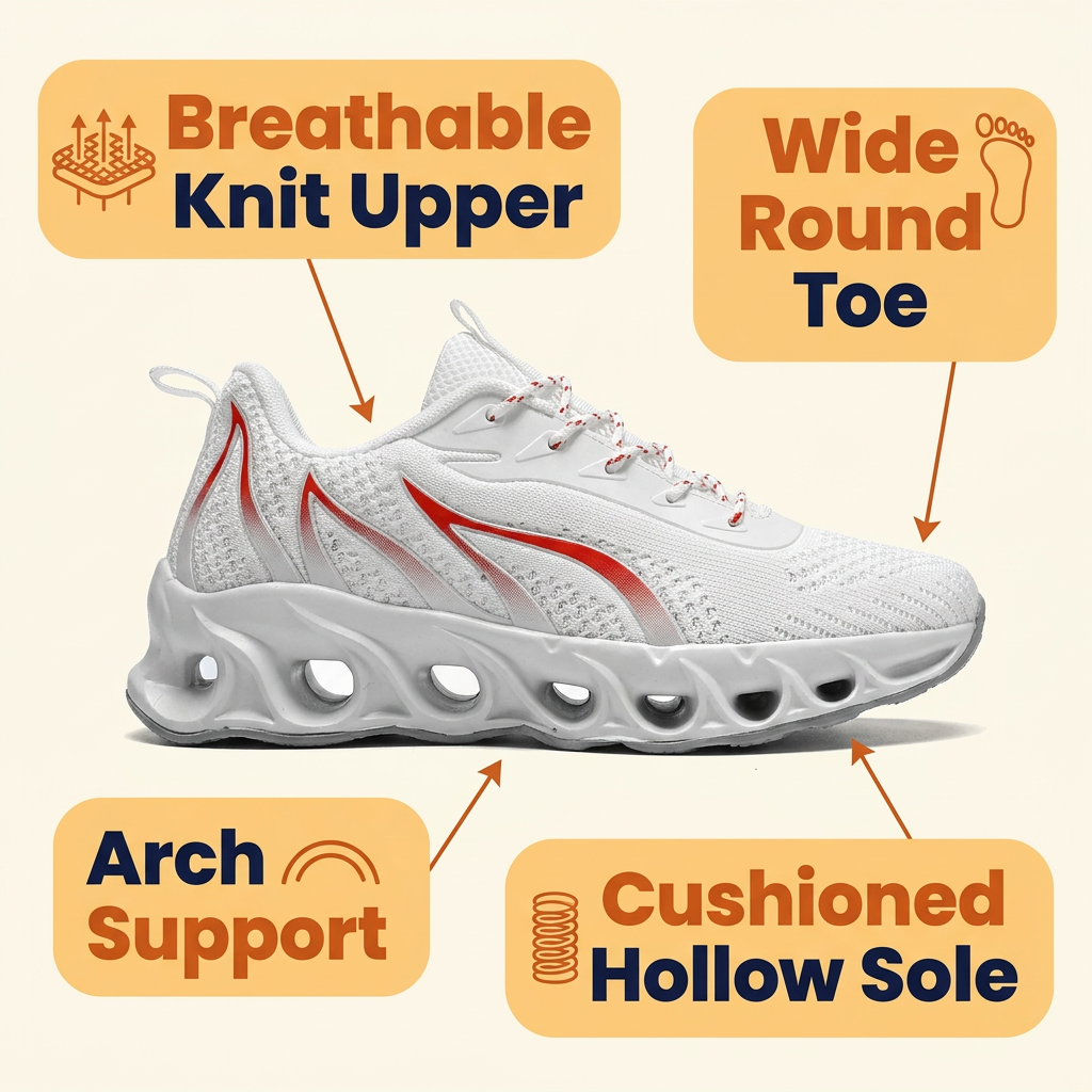 Men's Orthopedic Running Shoes – Arch Support Walking Sneakers with Cushioned Non-Slip Sole, 7 Colors