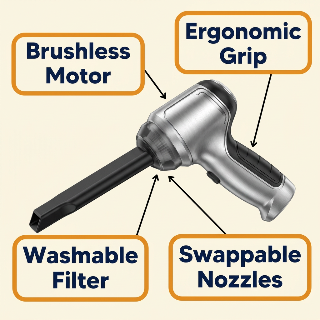 Cordless Car Vacuum Cleaner – 95000Pa Handheld Vacuum & Air Blower with Brushless Motor, 4000mAh USB Rechargeable