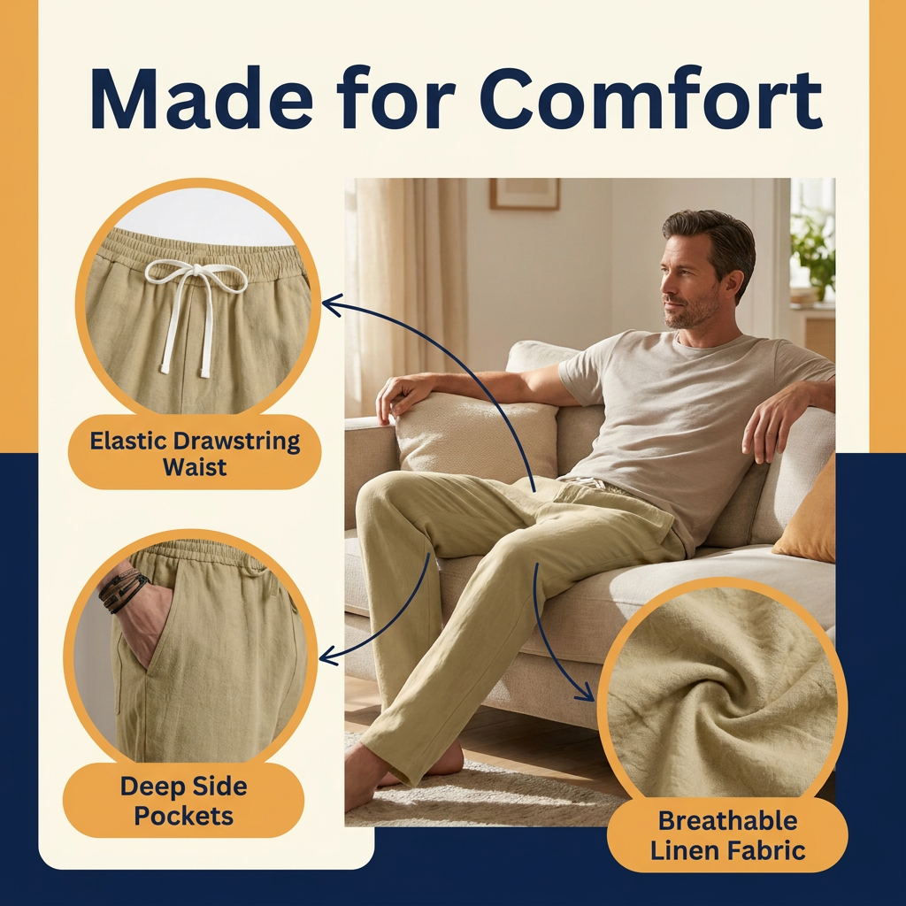 Men's Relaxed Linen Trousers – Breathable Summer Pants (CLAUDE VERSION 4)