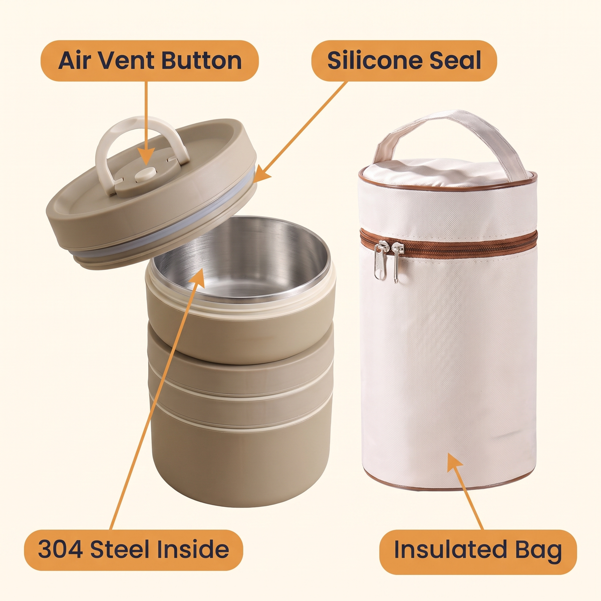 Lunch Box Stainless Steel Insulated Food Container Full Set
