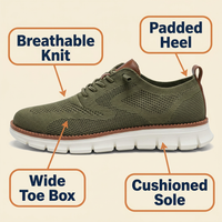 Men's Knit Oxford Shoes – Lightweight Wide Toe Box Business Casual Sneakers, Breathable & Cushioned