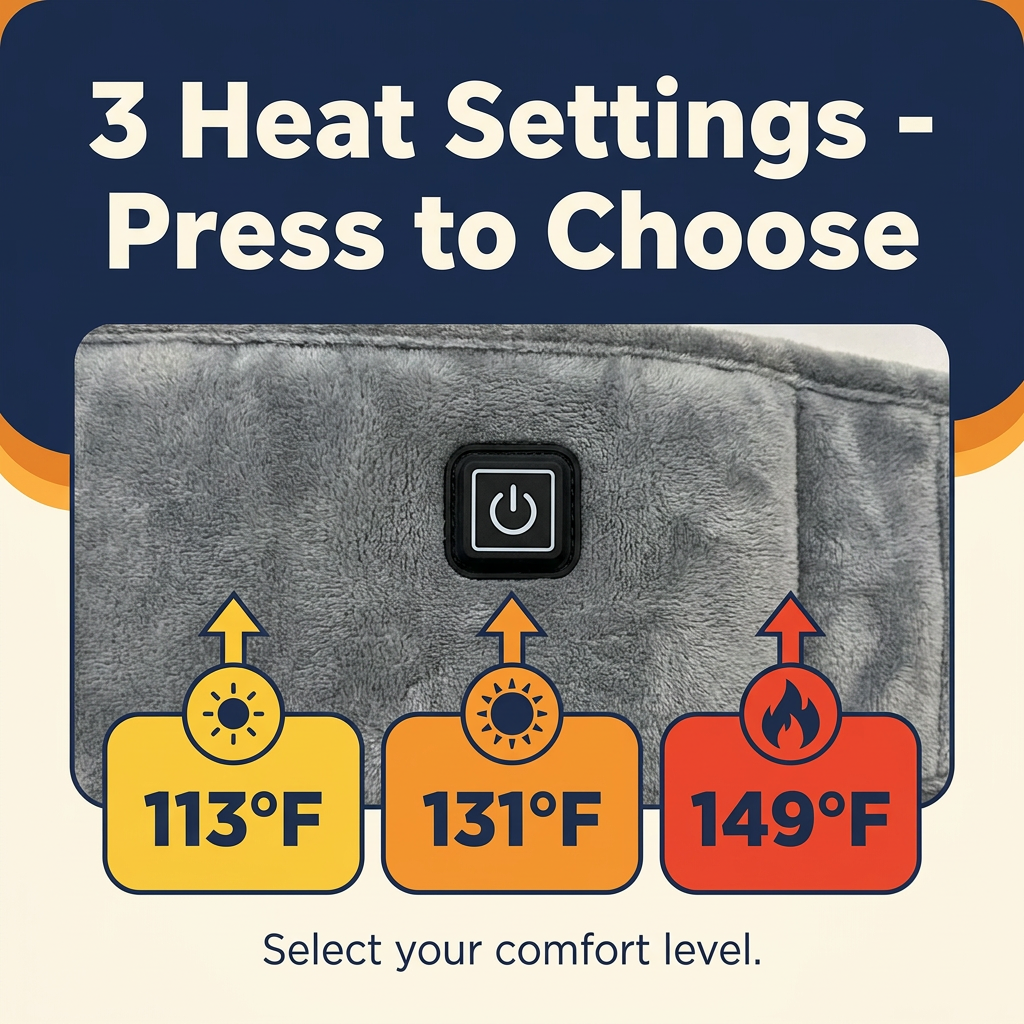 USB Heated Waist Wrap – 3 Heat Levels, Hand & Belly Warmer (CLAUDE VERSION 4)