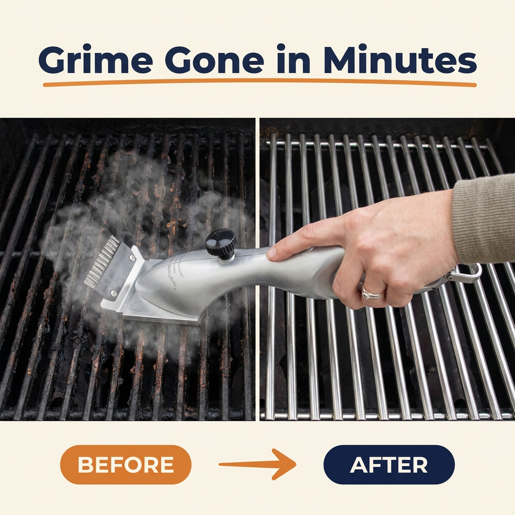 Steam Grill Brush – Stainless Steel BBQ Cleaner with Water Tank (CLAUDE VERSION 4)
