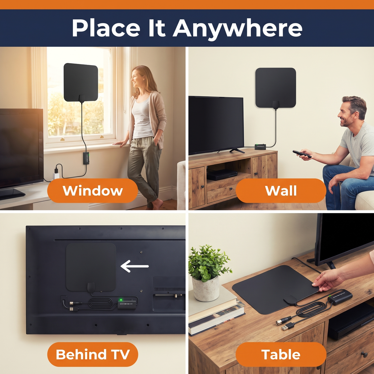 300 Miles Indoor Digital Amplified HDTV Antenna W/ Signal Booster