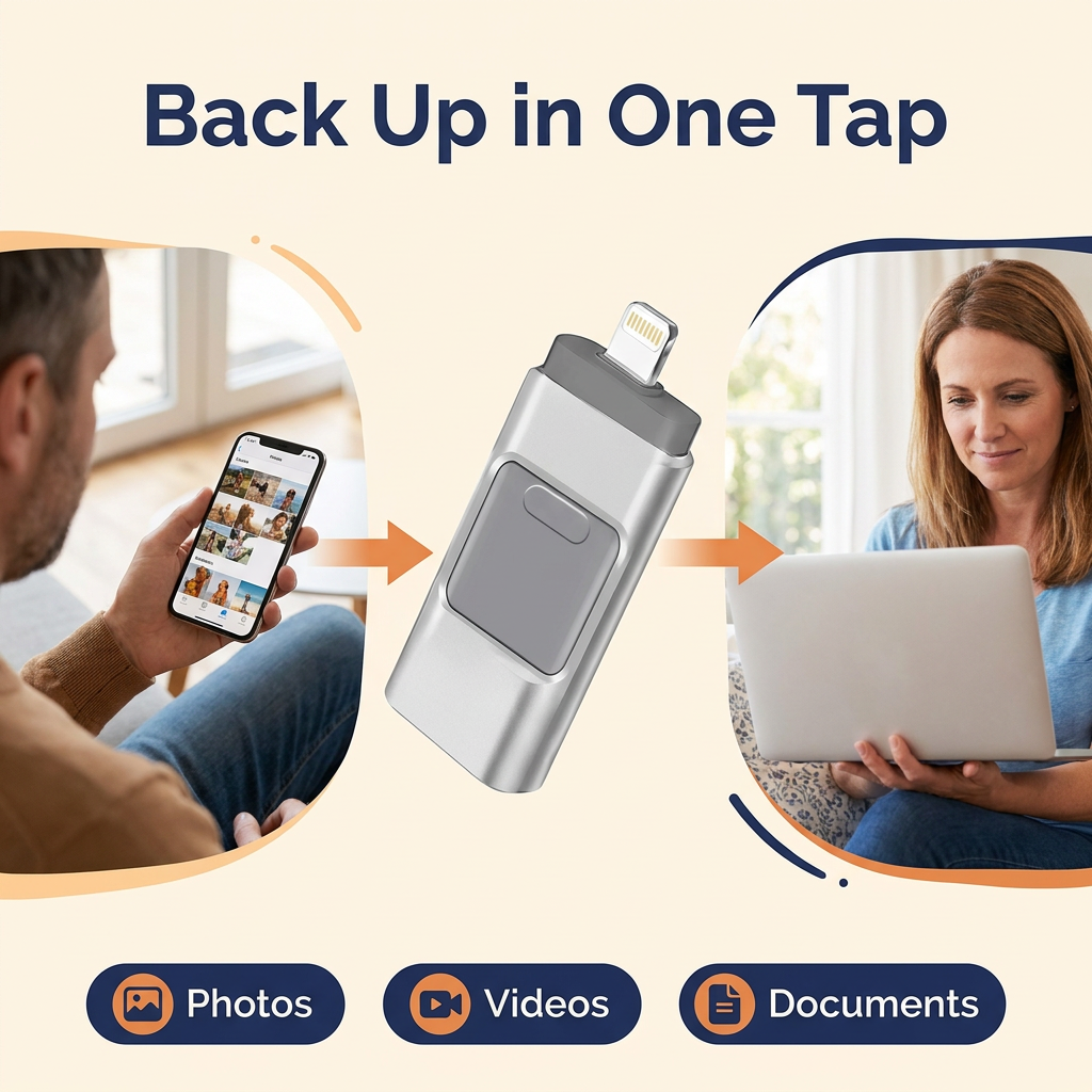 4-in-1 Phone Flash Drive 32GB – Lightning, USB-C, Micro USB & USB-A (CLAUDE VERSION 3)