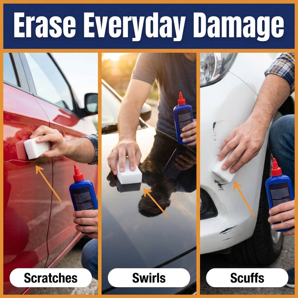 Car Scratch Remover – Paint Scratch & Swirl Repair Polish, Fixes Deep Scratches, Restores Gloss, with Sponge