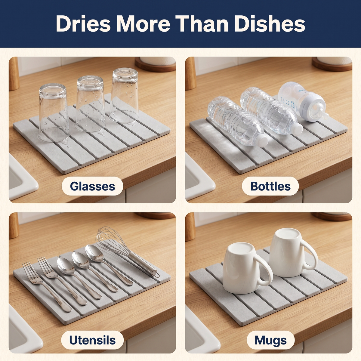 Foldable Diatomite Stone Dish Drying Mat