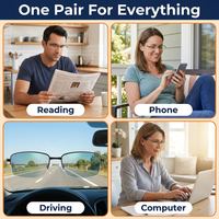 Progressive Multifocal Reading Glasses – Near, Middle & Far Vision, Light-Adaptive Blue Light Blocking Lenses