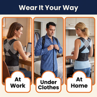 Posture Corrector for Back Pain – Adjustable Back Brace with X-Shaped Elastic Straps & Lumbar Waist Belt, Men & Women