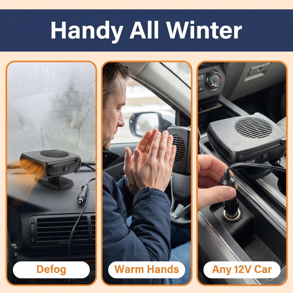 12V Car Heater Fan – 150W/300W Portable Ceramic Auto Heater for Fast Defrost & Heating