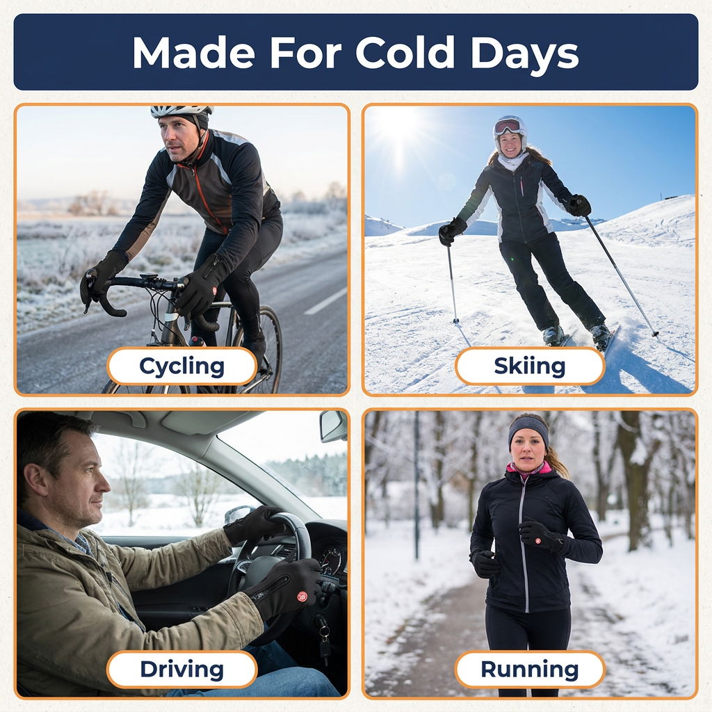 Thermal Touchscreen Winter Gloves – Windproof, Waterproof Fleece-Lined Gloves for Cycling, Skiing & Driving, Men & Women