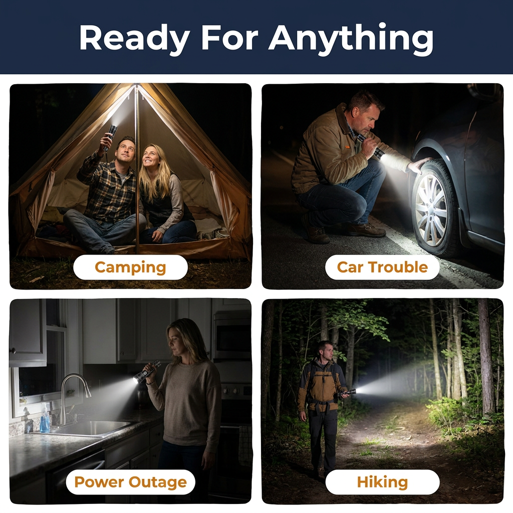 Rechargeable Tactical LED Flashlight – Super Bright XHP50 Zoom Flashlight with 5 Modes, USB Charging & Water-Resistant Aluminum Body