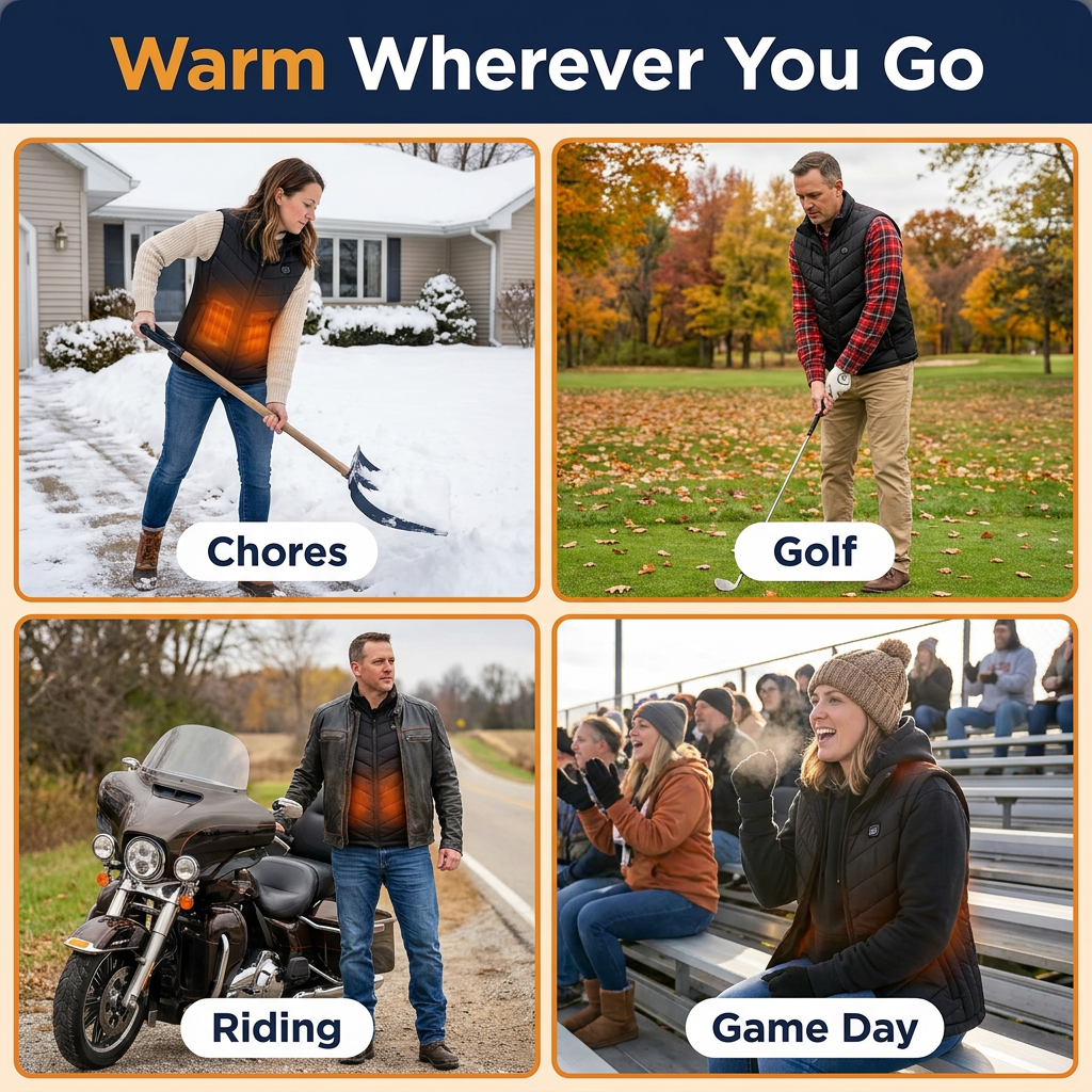 Unisex Heated Vest with 10,000 mAh Power Bank – 9 Heating Zones, 3 Heat Settings, Up to 8 Hours Warmth