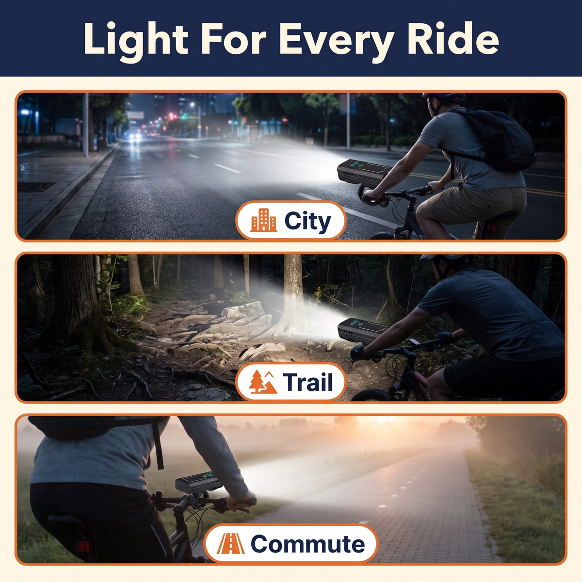 5000 Lumen Bike Light with 12 LEDs & USB-C Rechargeable Battery