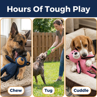 Durable Dog Chew Toy for Heavy Chewers – Tough Bear & Crocodile Toys with Tear-Resistant Stitching, Machine Washable