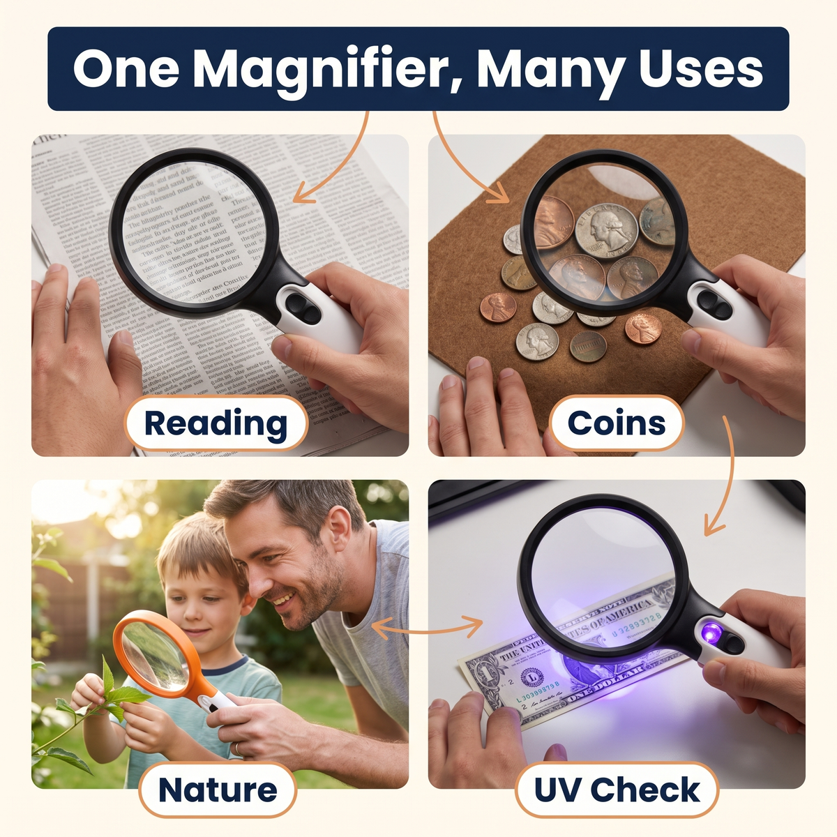 Large Magnifying Glass with Light