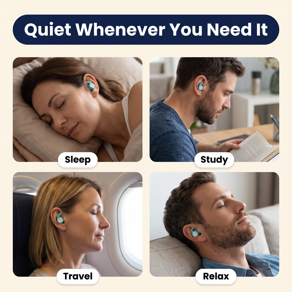 Noise Cancelling Silicone Earplugs for Sleeping