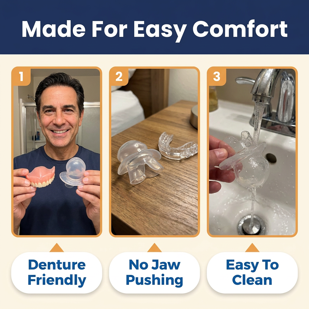Tongue Stabilizing Device – Soft Silicone Anti-Snoring Tongue Retainer, One Size, No Molding Needed