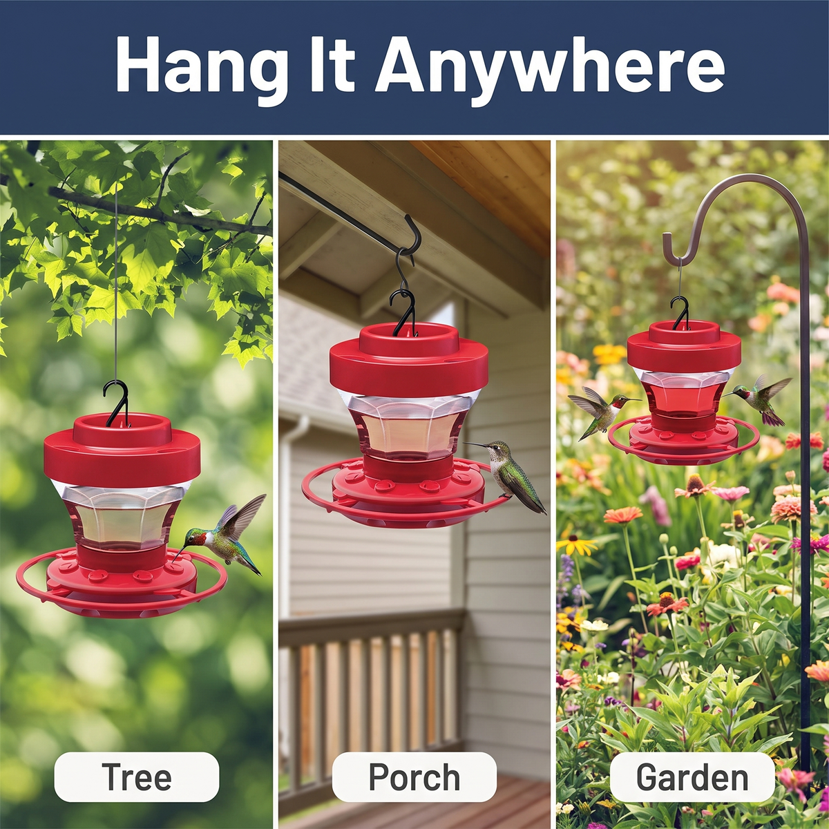 Hanging Bee Proof Hummingbird Water Feeders with Perch
