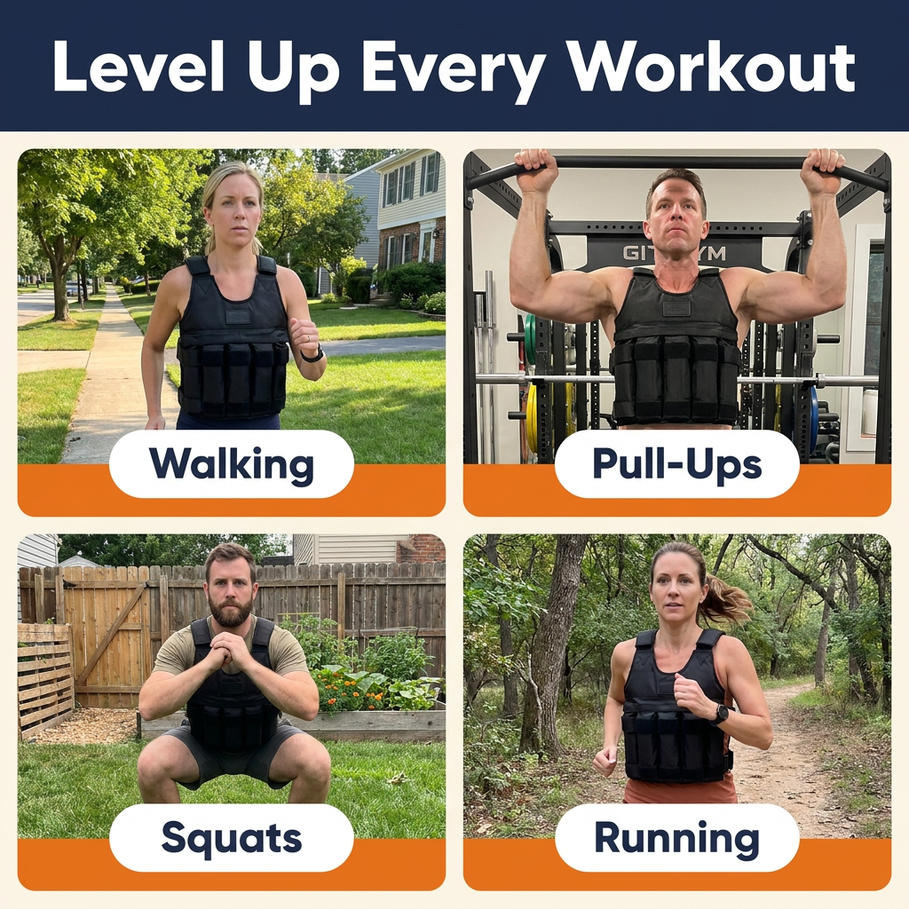 Adjustable Weighted Vest – Holds Up to 110 lb, Oxford Cloth Workout Vest for Strength Training (Weights Not Included)