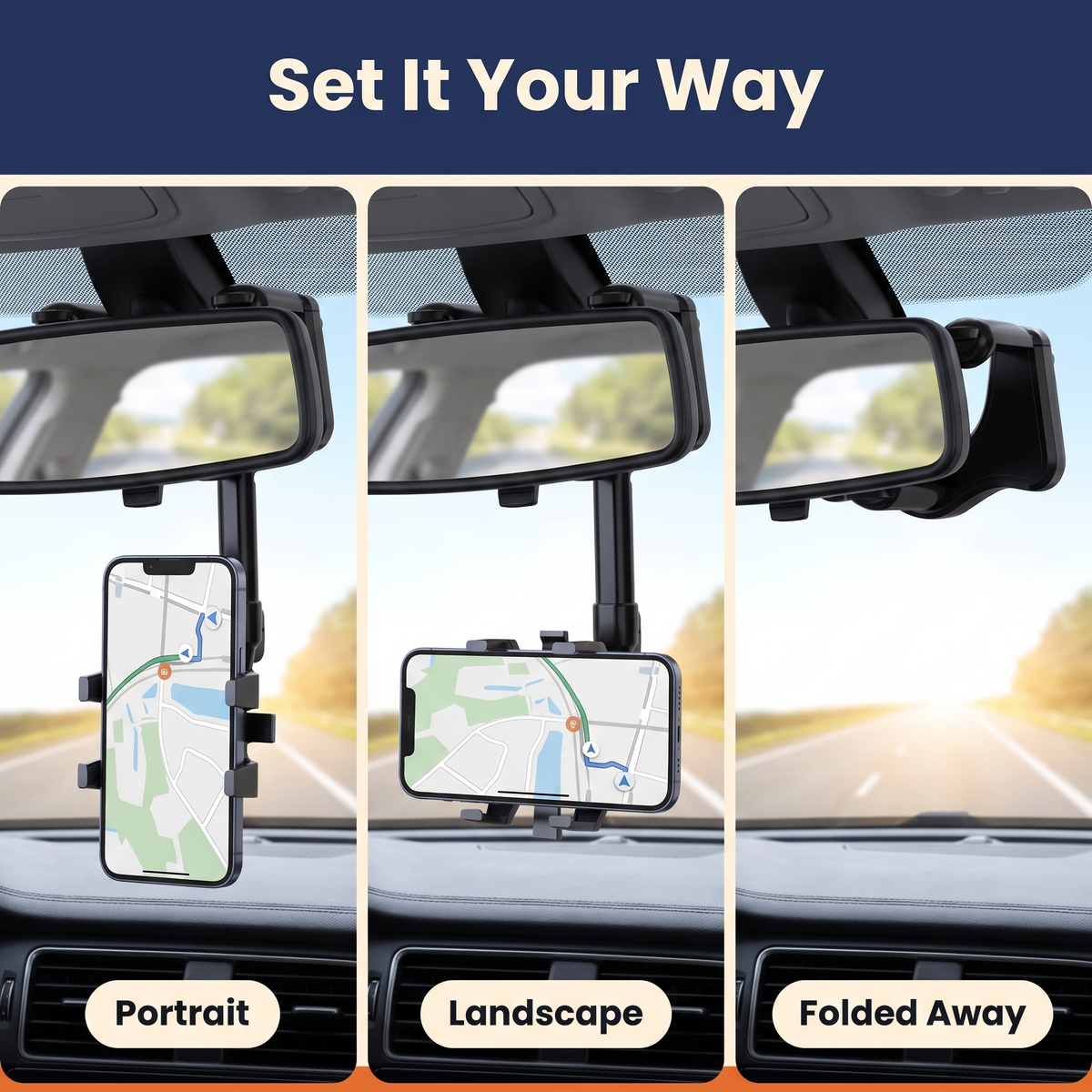 Rotatable and Retractable Car Phone Holder