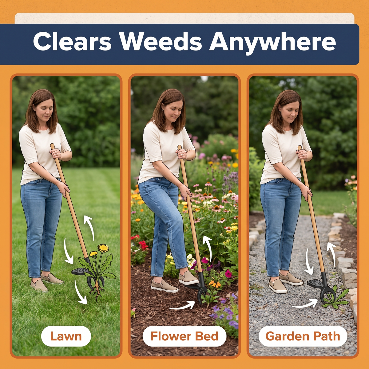 Stainless Steel Adjustable Long Handle Detachable Weed Puller