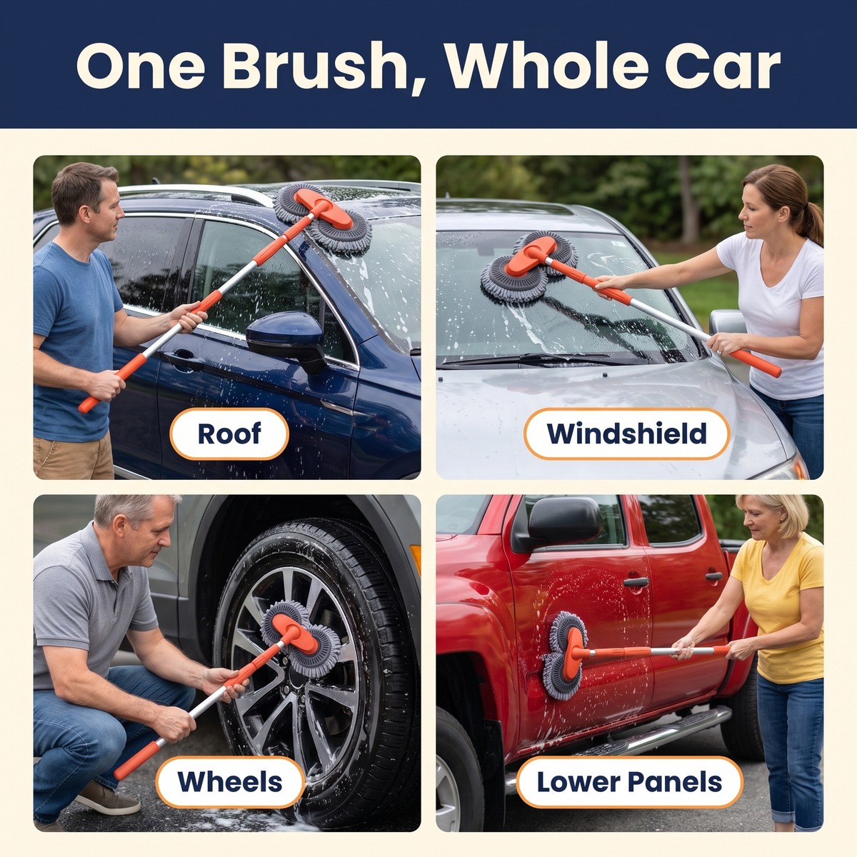 Car Wash Brush with Rotating Head