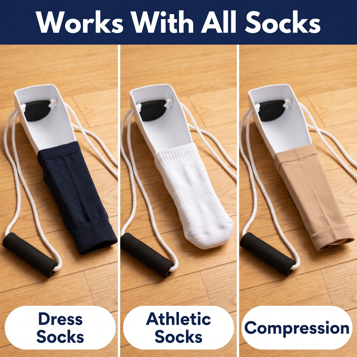 No Bend Sock Wearing Device for Elderly and Handicapped