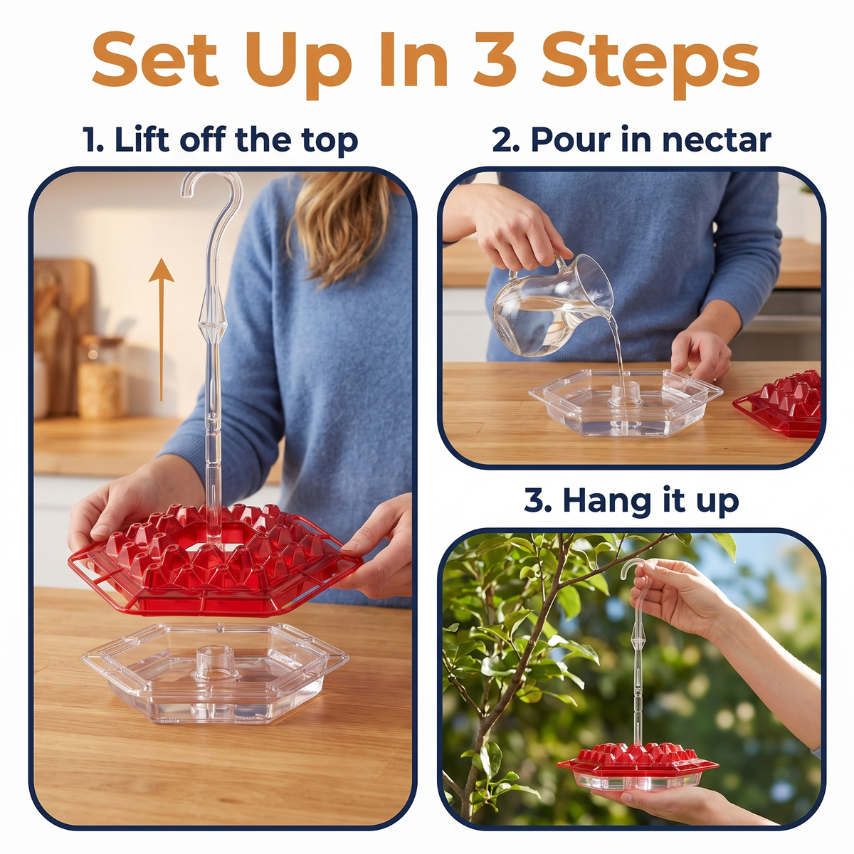 Ant Proof Hummingbird Feeder Outdoor Hanging Perch