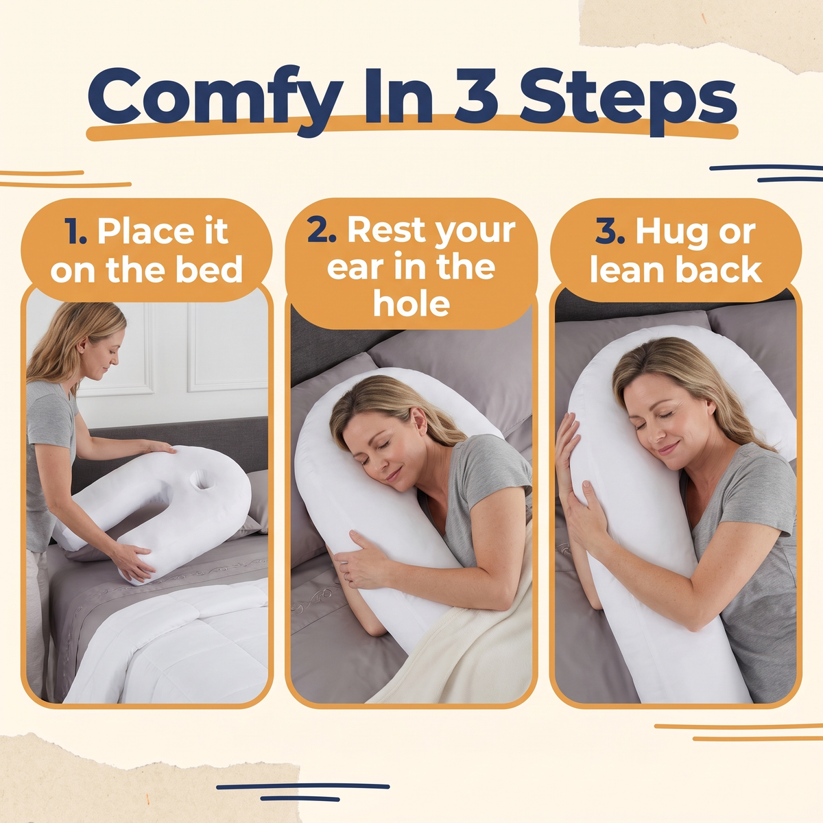 Orthopedic Side Sleeper Pillow With Ear Hole