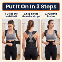 Posture Corrector for Back Pain – Adjustable Back Brace with X-Shaped Elastic Straps & Lumbar Waist Belt, Men & Women
