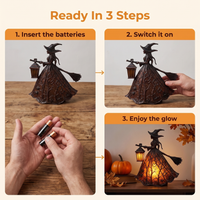 Halloween Witch Table Lamp Spooky Desk Decor Light