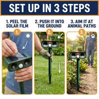 Solar Animal Repeller – Ultrasonic Outdoor Deterrent with Motion Sensor & Flashing Light for Deer, Squirrels, Cats