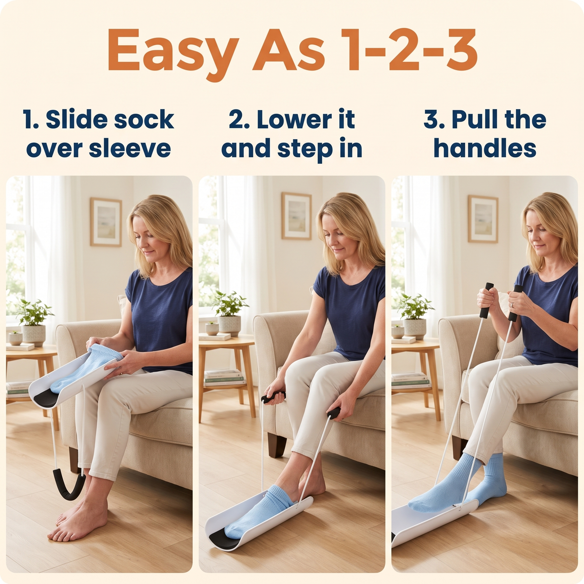 No Bend Sock Wearing Device for Elderly and Handicapped