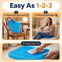 Orthopedic Gel Seat Cushion | Pressure Relief - Tailbone Pain - Lower Back Support - For Office Chair - Car - Wheelchair Use