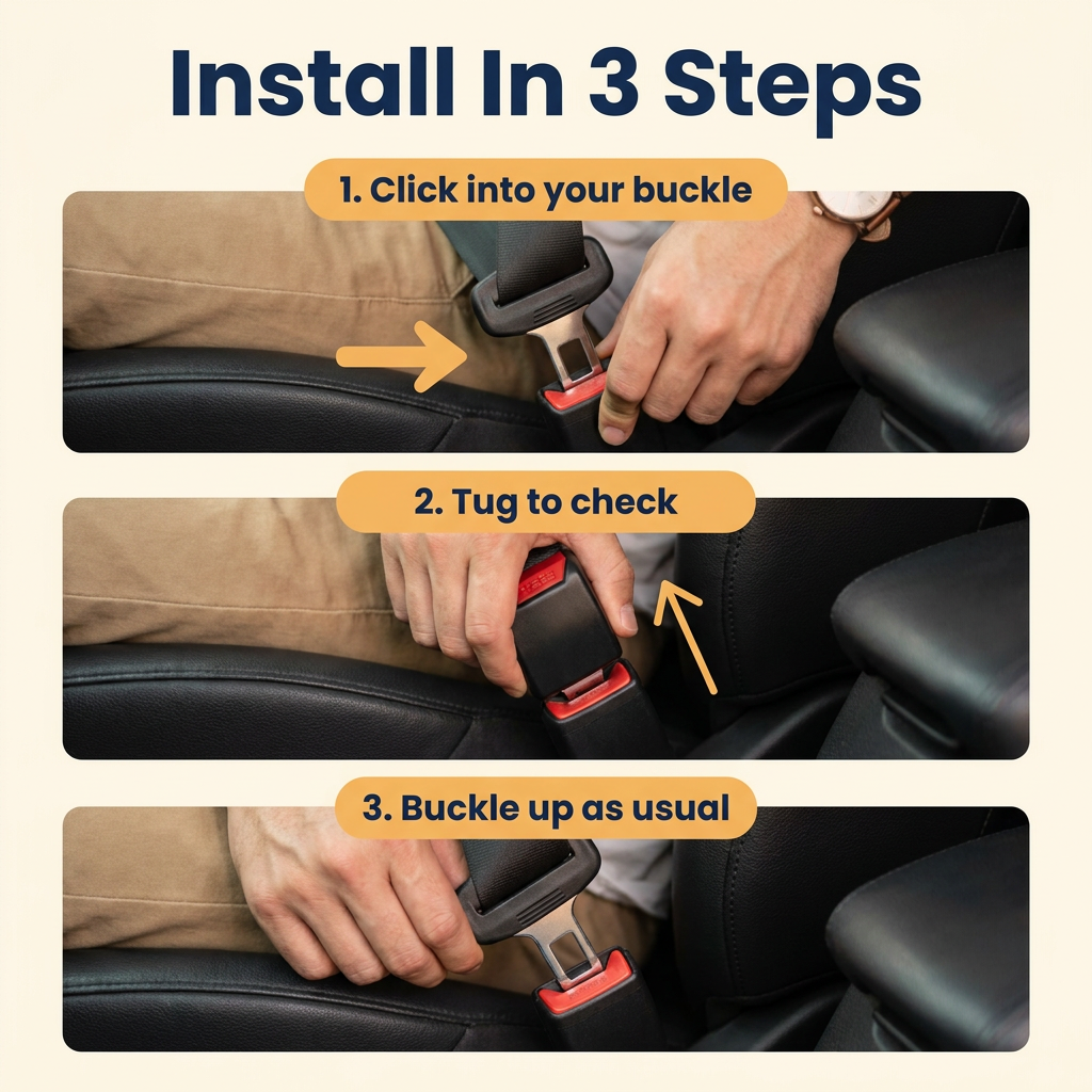 Seat Belt Clip Extender 2-Pack – Car Seat Belt Buckle Extension for Easier Buckling, Plastic & Metal