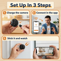 Mini WiFi Home Camera – 1080P Magnetic Pet & Baby Monitor Cam with Night Vision, Live Audio & Motion Alerts