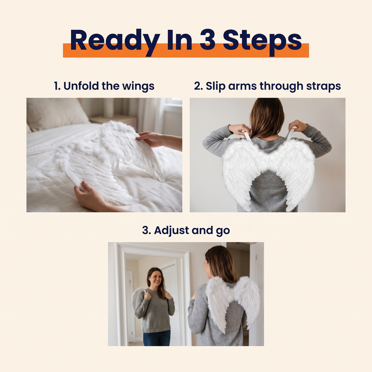 Feathered Angel Wings Costume