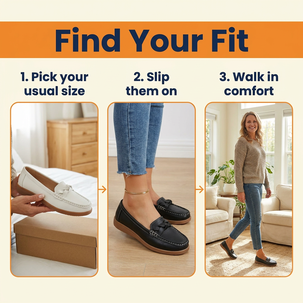 Women's Orthopedic Leather Loafers – Slip-On Moccasin Walking Flats with Arch Support & Wide Toe Box