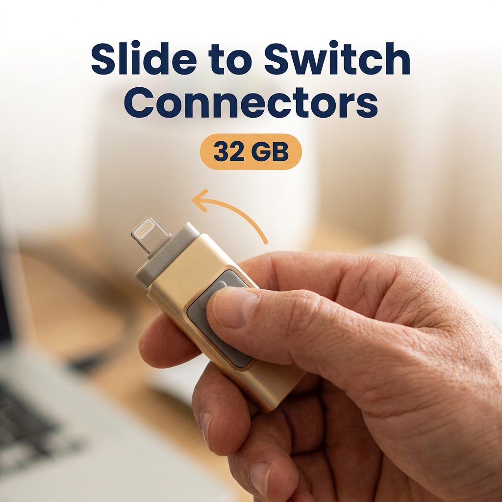 4-in-1 Phone Flash Drive 32GB – Lightning, USB-C, Micro USB & USB-A (CLAUDE VERSION 4)