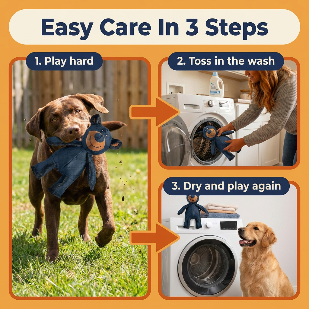 Durable Dog Chew Toy for Heavy Chewers – Tough Bear & Crocodile Toys with Tear-Resistant Stitching, Machine Washable