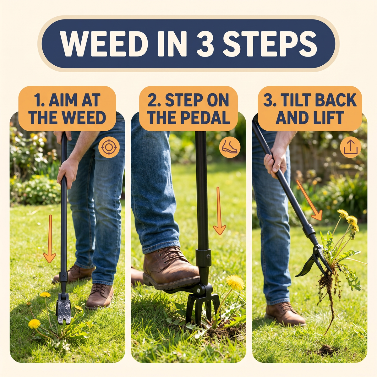 Stainless Steel Adjustable Long Handle Detachable Weed Puller