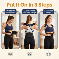 Posture Corrector for Back Pain – Adjustable Back Brace with X-Shaped Elastic Straps & Lumbar Waist Belt, Men & Women