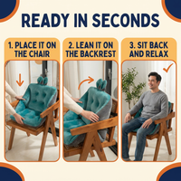 Chair Cushion with Backrest for Tailbone & Back Pain – Plush One-Piece Seat & Back Support Pad with Side Wings, 7 Colors