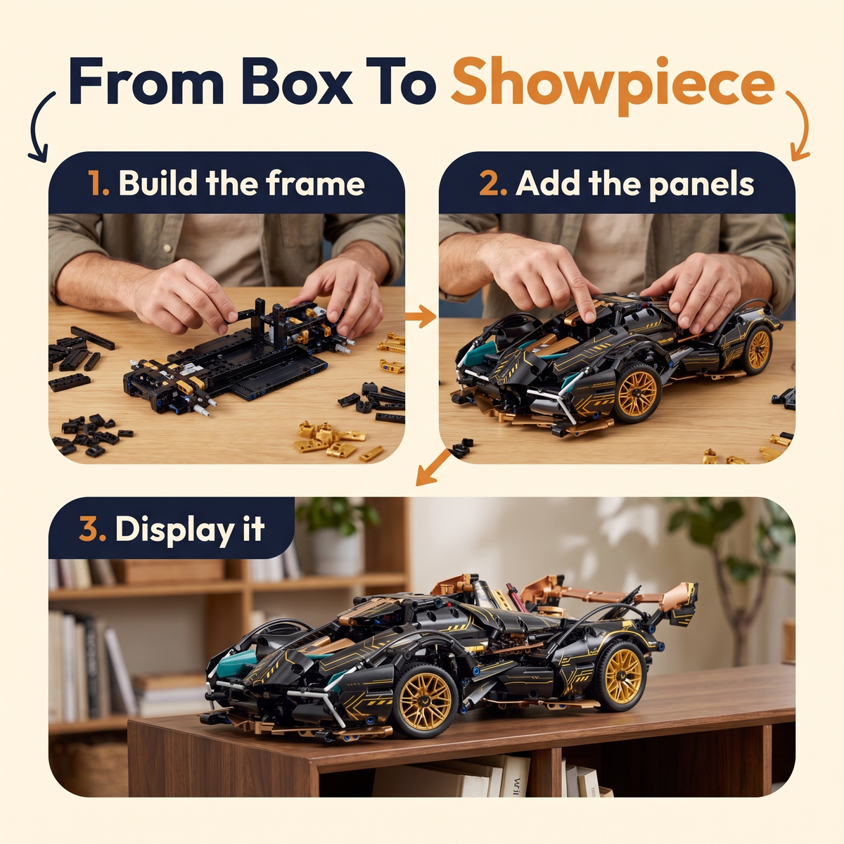 1690 Piece V12 Model Car Building Block Set