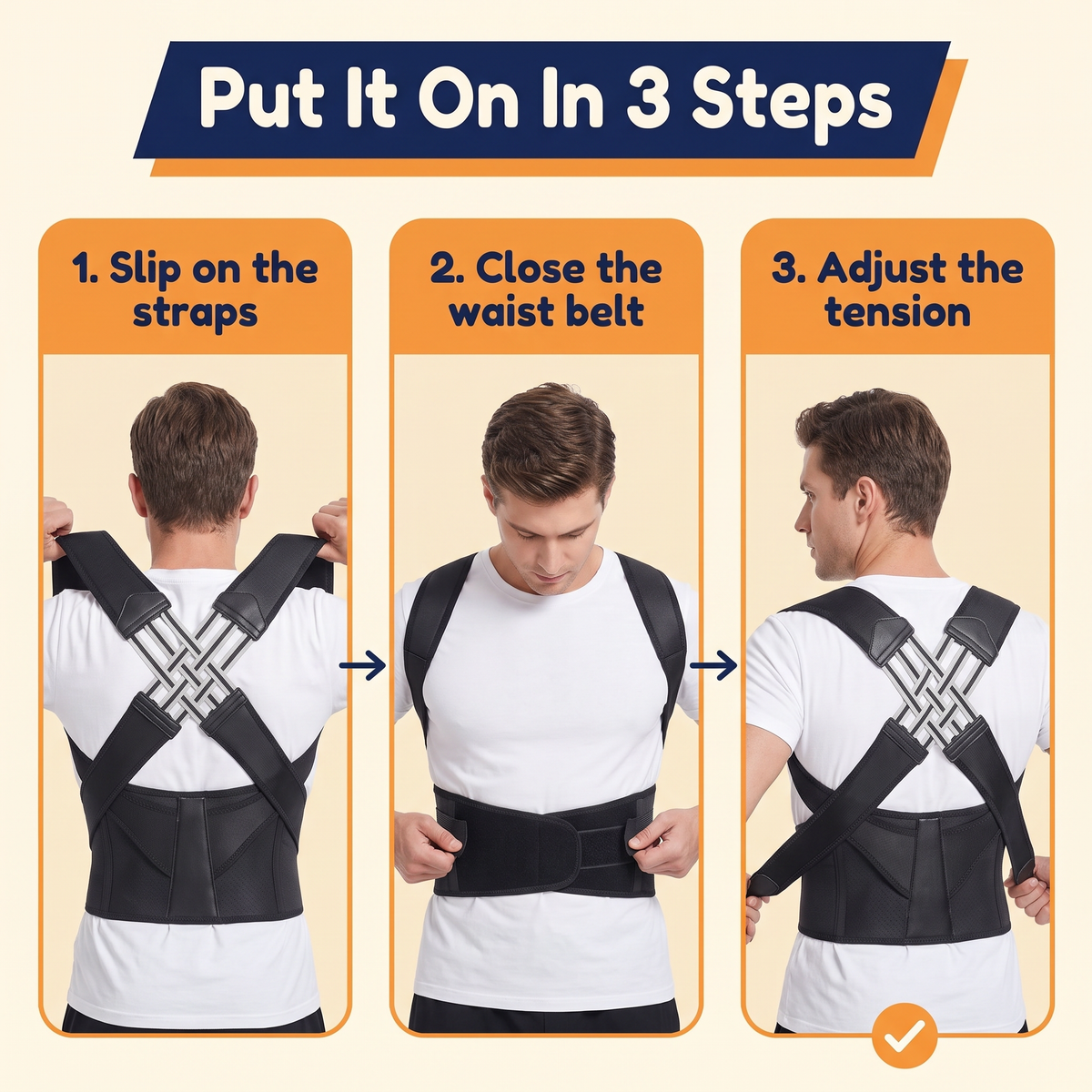 Full Back Posture Corrector Vest – Upper & Lower Back Brace with Spine Support Plate & Wide Shoulder Straps, Unisex S–2XL